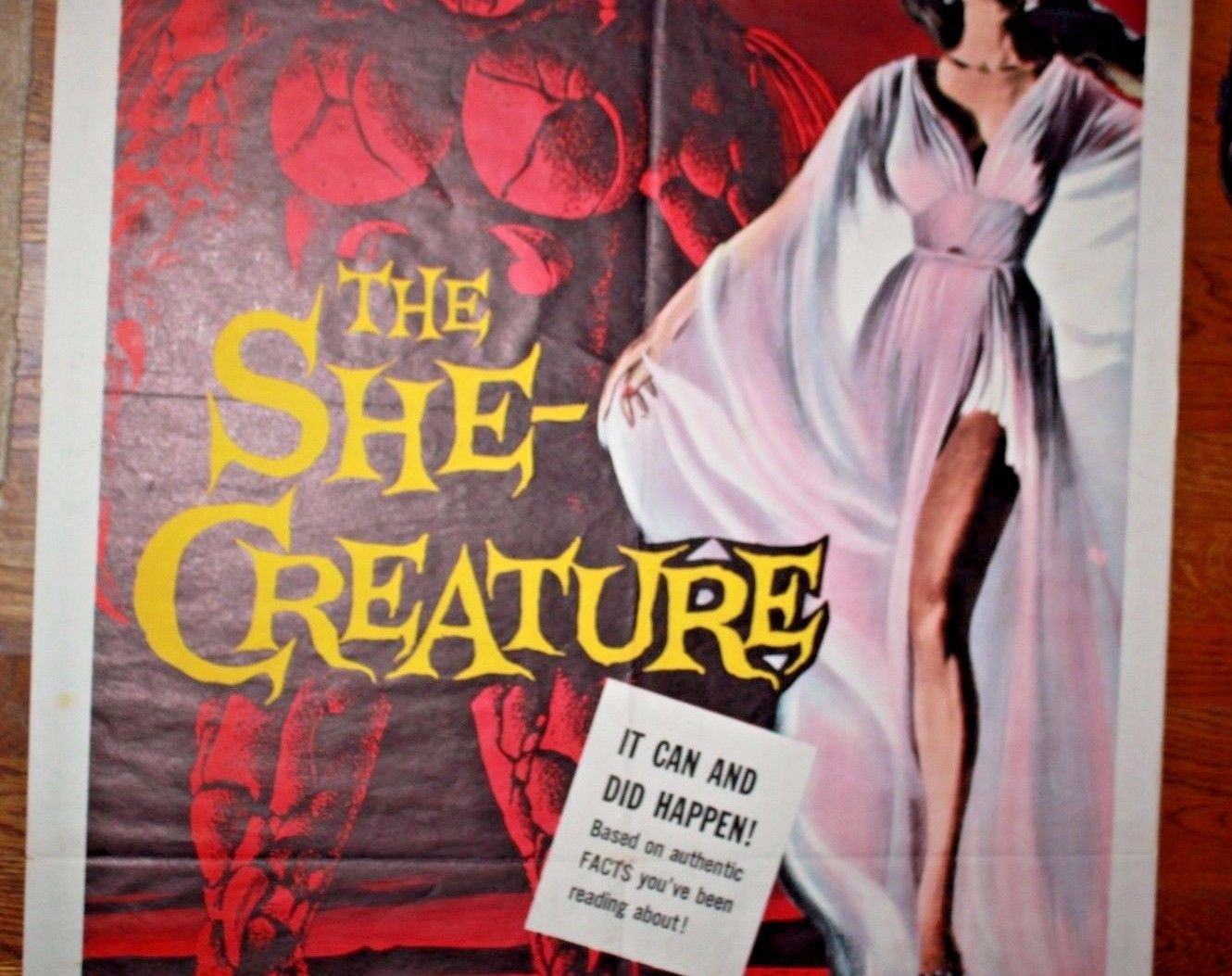 The She Creature  Original Vintage Movie Poster 1956 Unrestored 1 sheet suspense