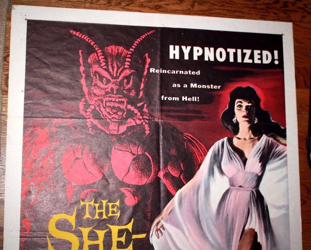 The She Creature  Original Vintage Movie Poster 1956 Unrestored 1 sheet suspense