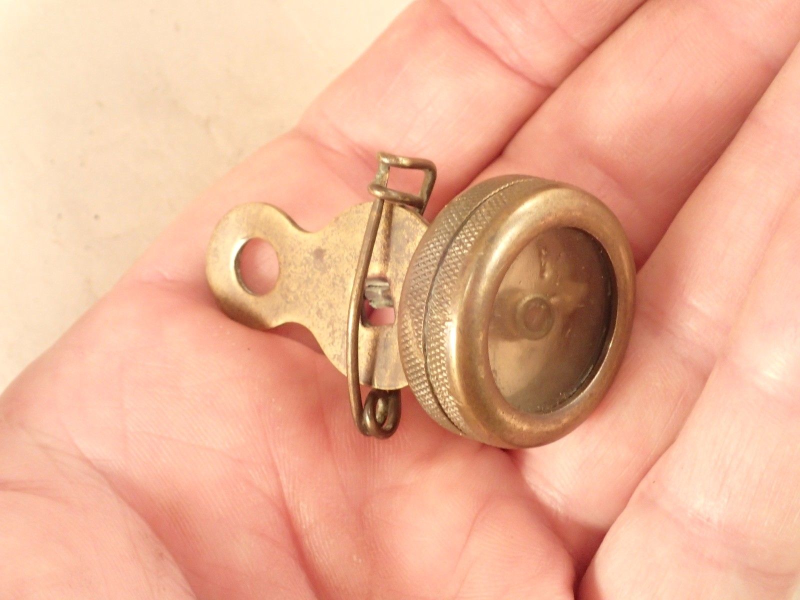 Vintage MARBLE'S GLADSTONE, MICH Brass Pin-Back Pocket Compass