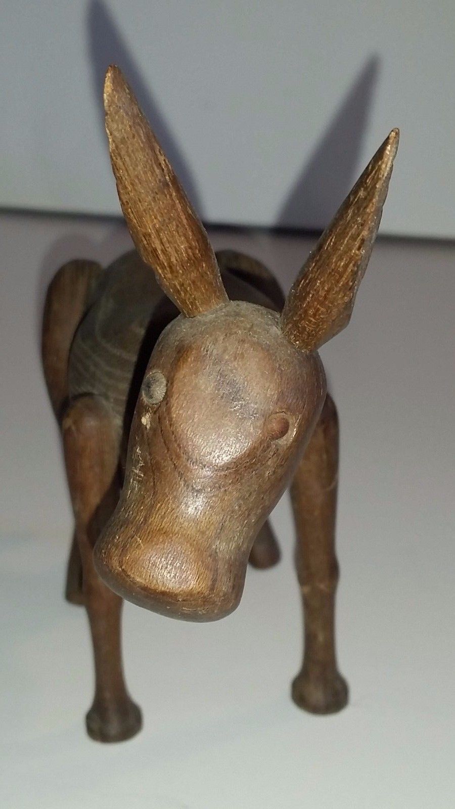 WOODEN DONKEY JOINTED ANTIQUE STRING HAND CARVED VINTAGE FOLK ART