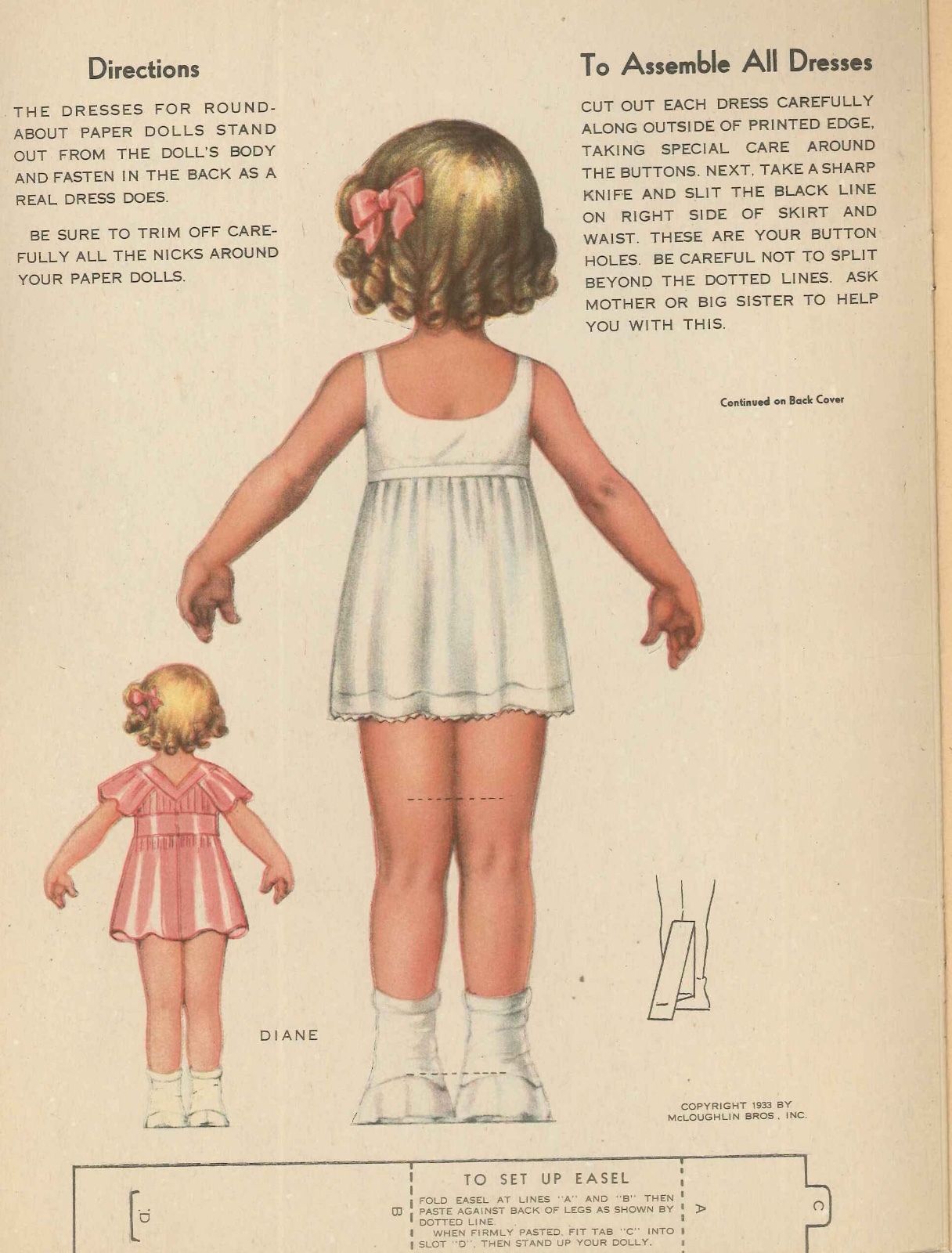 VINTGE 1933 ROUND ABOUT PAPER DOLL ~MCCOUGHLIN~CUTE ORG SZ UNCUT LASR REPRODCTIN