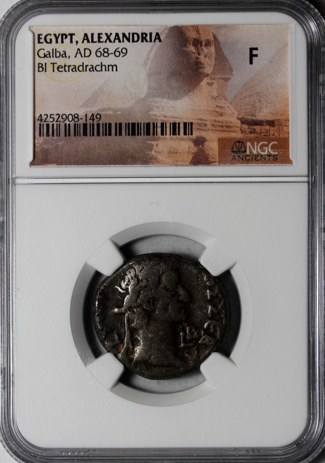 Galba 68-69 AD Bi tetradrachm Alexandria Egypt NGC Fine F Ancient Roman Coin