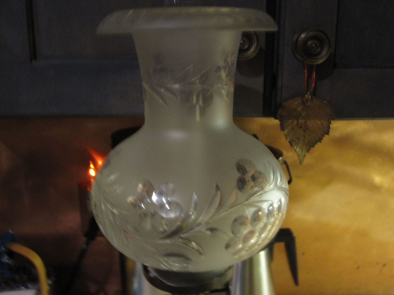 Antique Sandwich Glass Blue Oil Kerosene Lamp