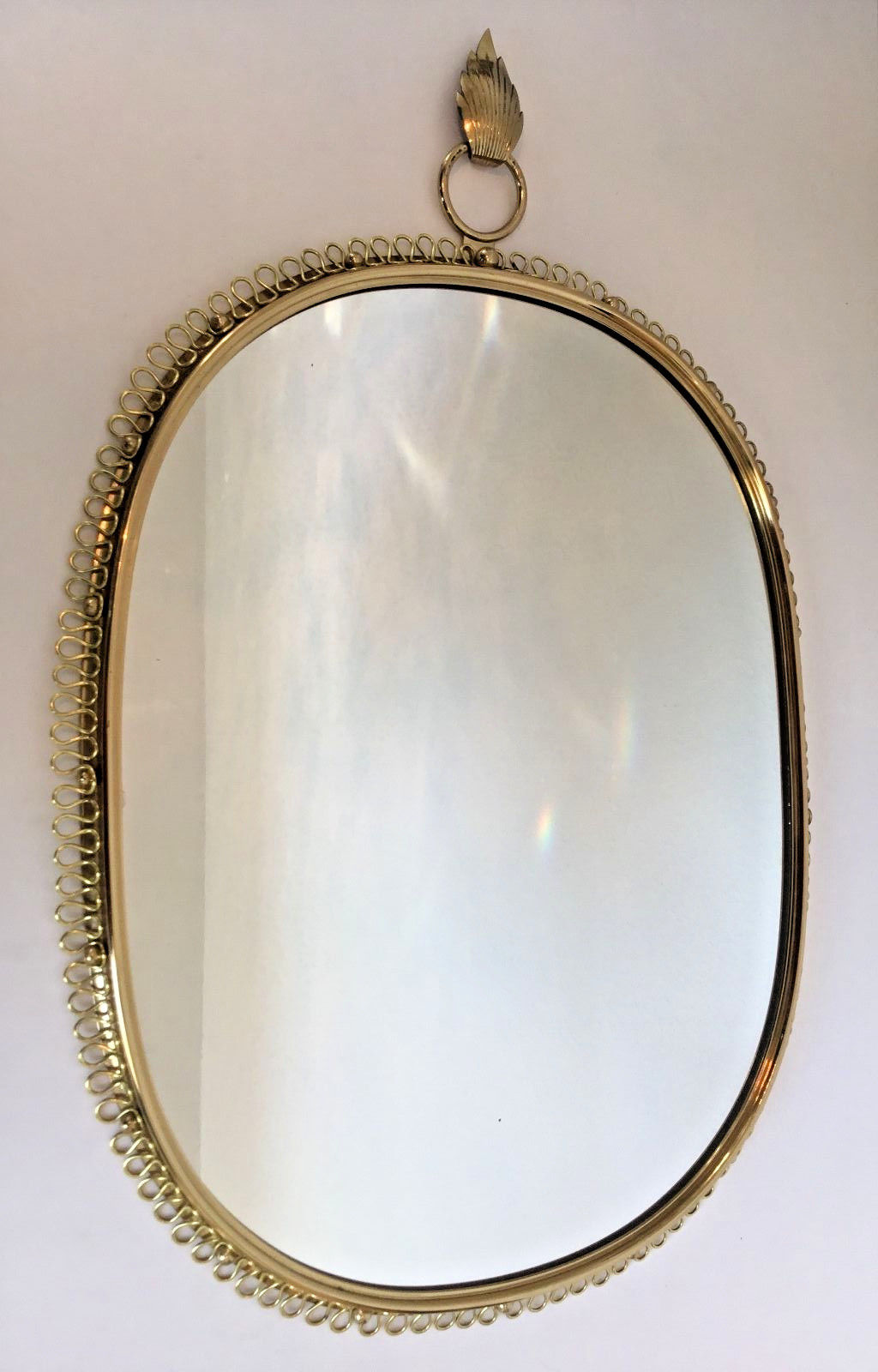 Josef Frank Svensk Tenn Brass Loop Mirror Mid Century Modern