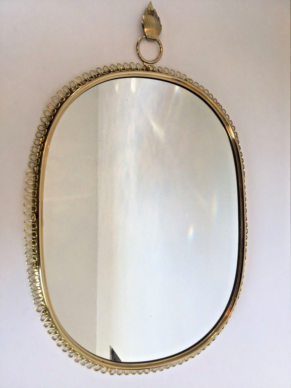 Josef Frank Svensk Tenn Brass Loop Mirror Mid Century Modern