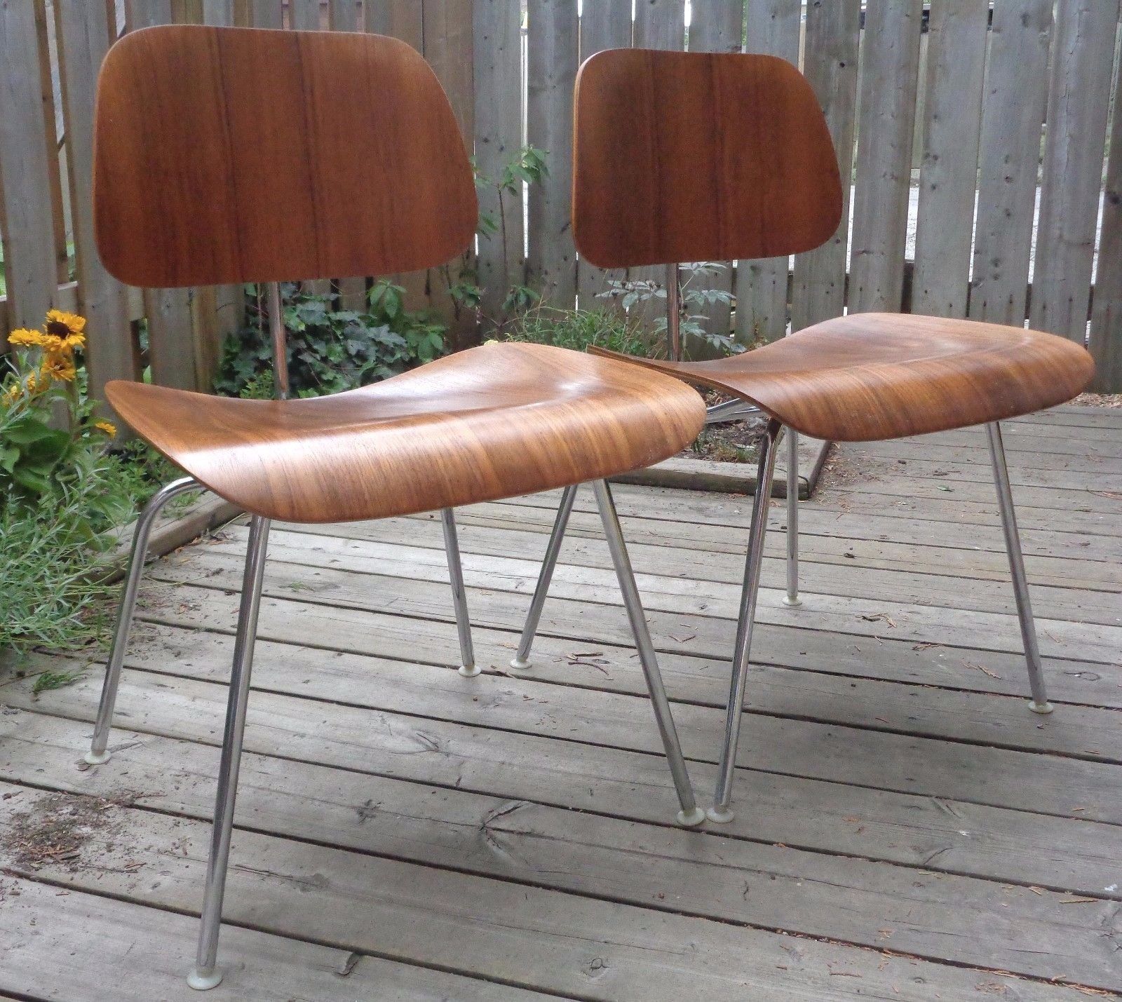 Set of 2 Vintage Original Mid-Century EAMES Restored DCM Chairs ***RARE TEAK***