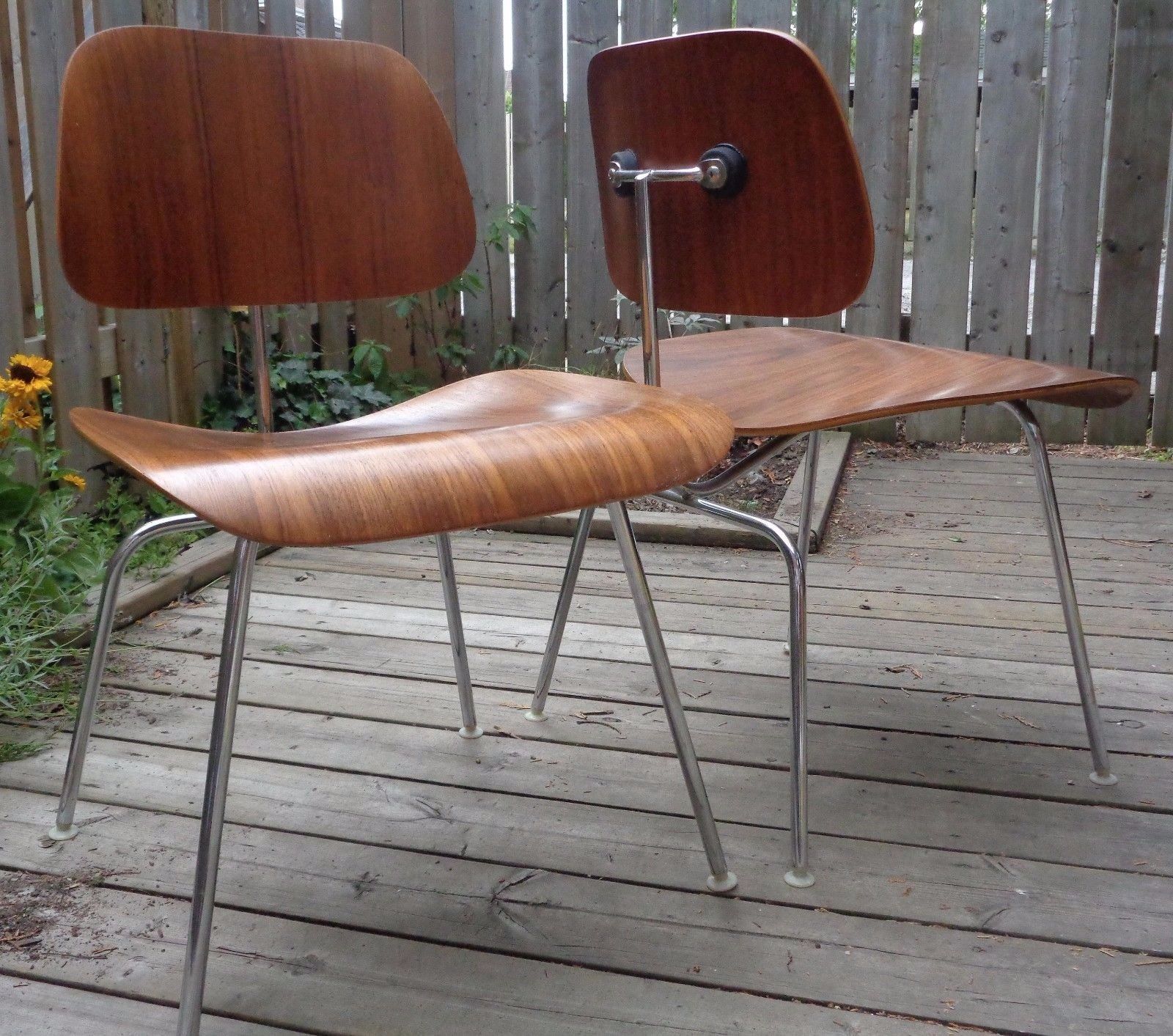 Set of 2 Vintage Original Mid-Century EAMES Restored DCM Chairs ***RARE TEAK***