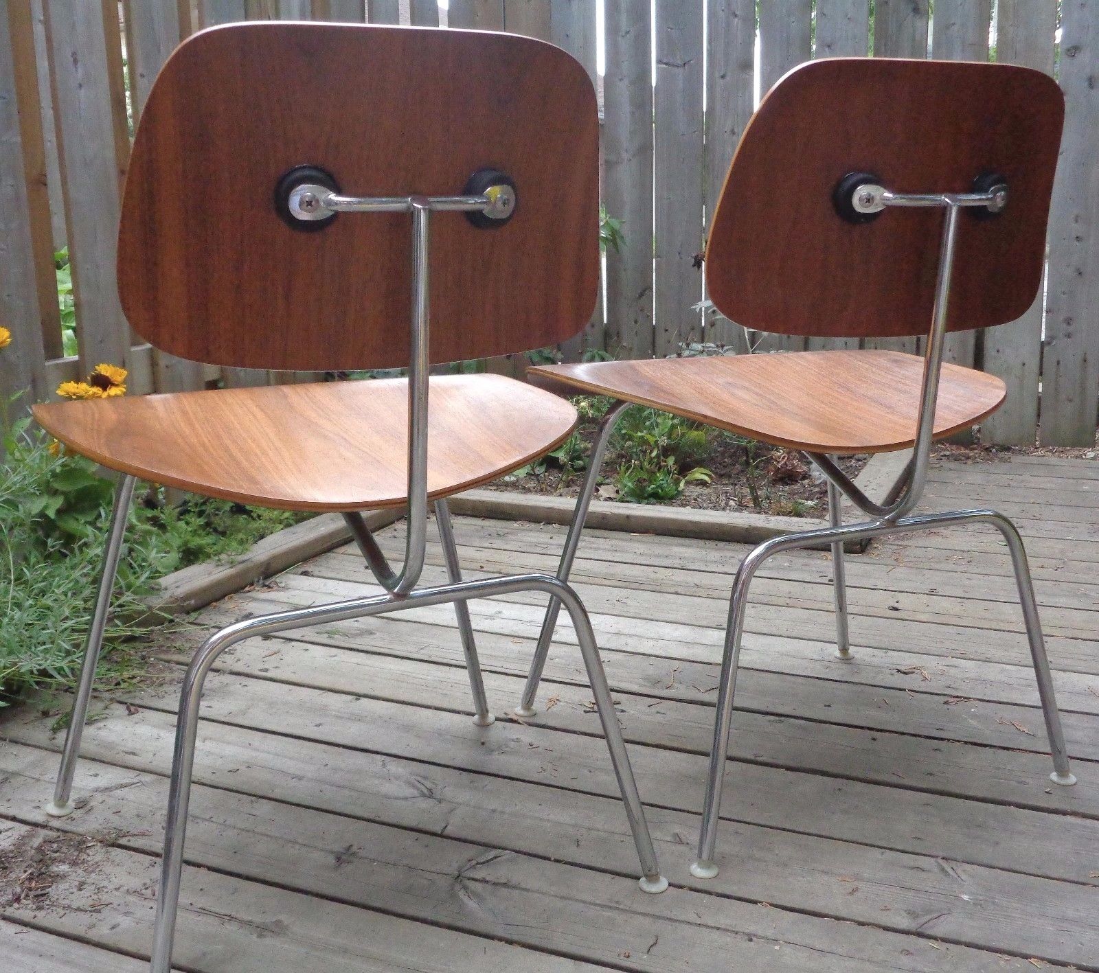 Set of 2 Vintage Original Mid-Century EAMES Restored DCM Chairs ***RARE TEAK***