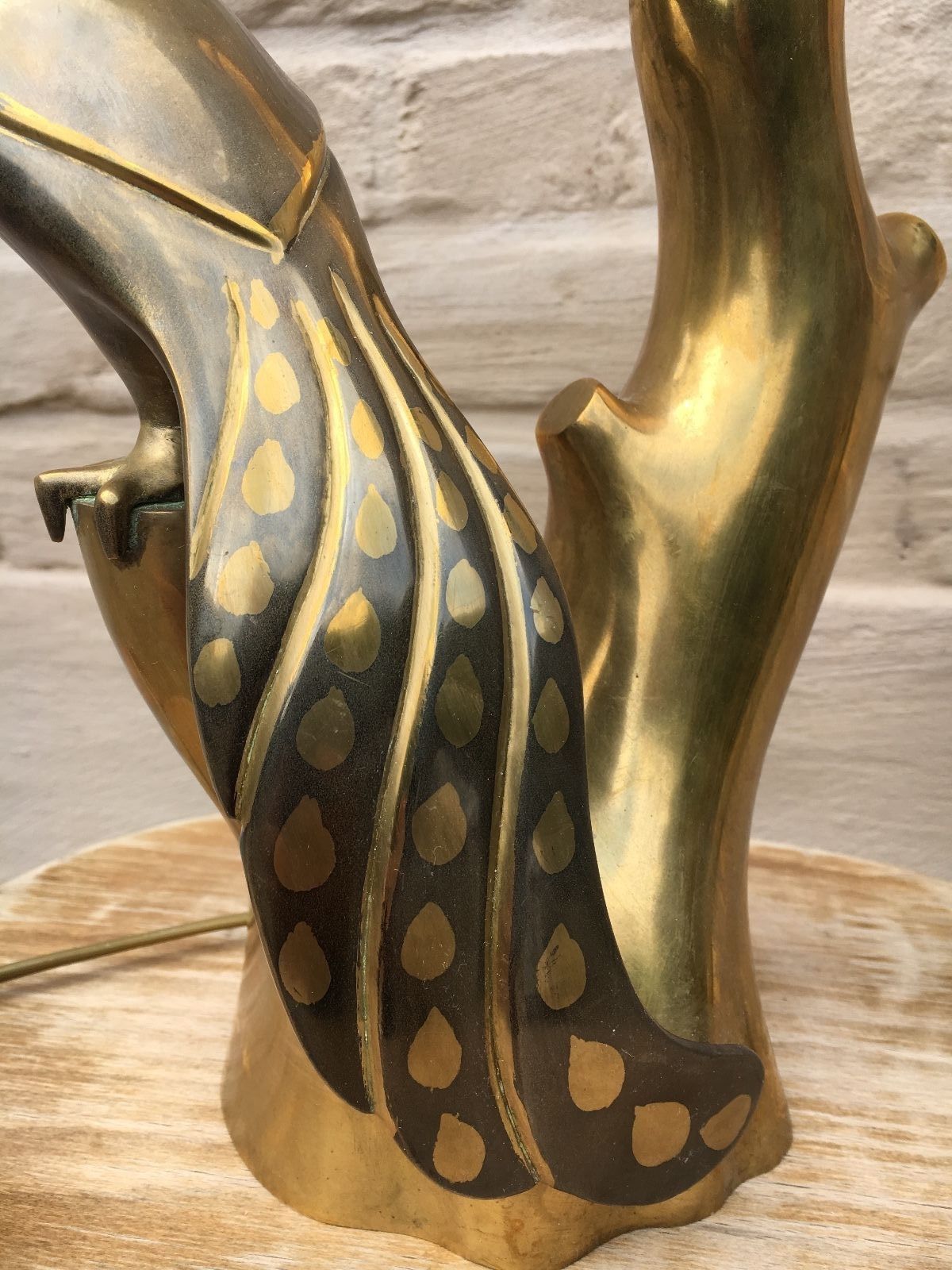 Beautiful Vintage Mid Century Design Bronze Peacock Table lamp