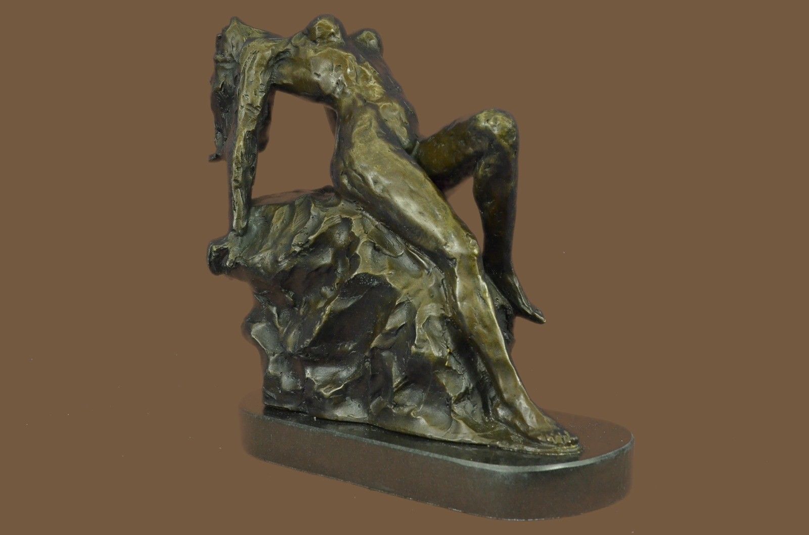 Bronze Sculpture Statue Sensual Marble Base Nude Female Sign Rodin Classic Art G