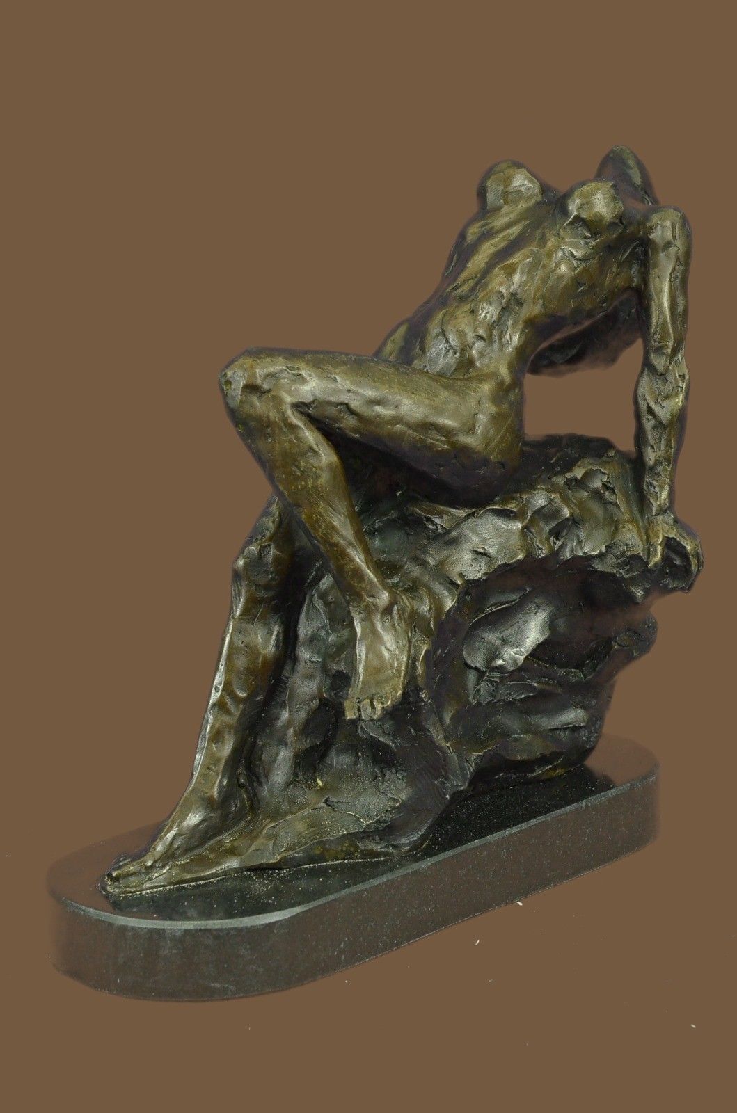 Bronze Sculpture Statue Sensual Marble Base Nude Female Sign Rodin Classic Art G