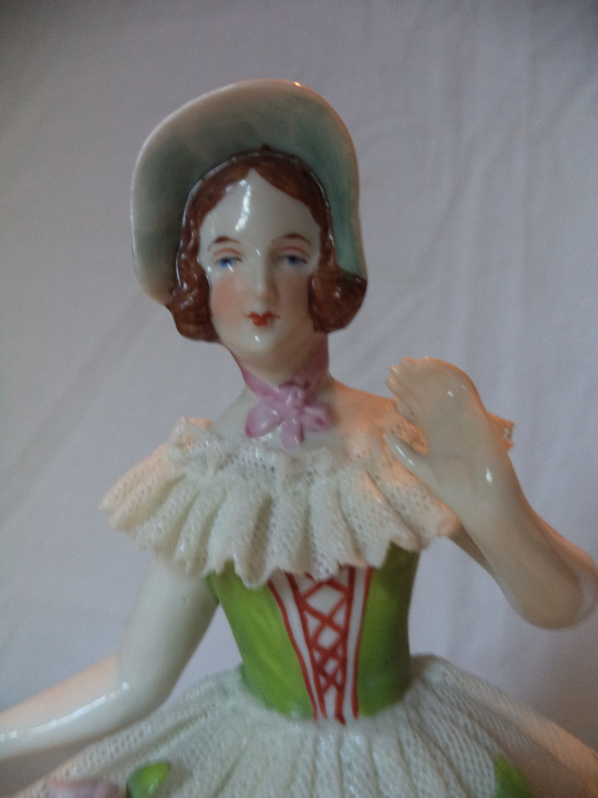 Antique Vintage German Dresden Lace Lady Porcelain Figurine Statue!