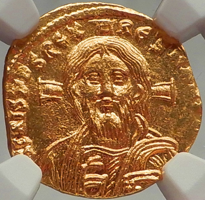 Justinian II FIRST ANCIENT Gold COIN with JESUS CHRIST Byzantine Empire NGC MS