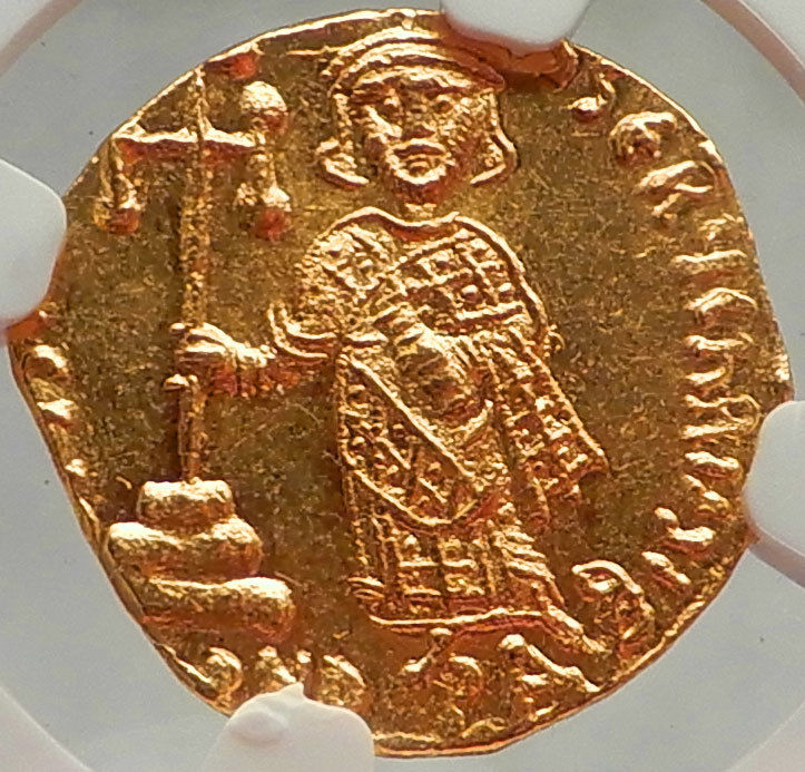 Justinian II FIRST ANCIENT Gold COIN with JESUS CHRIST Byzantine Empire NGC MS