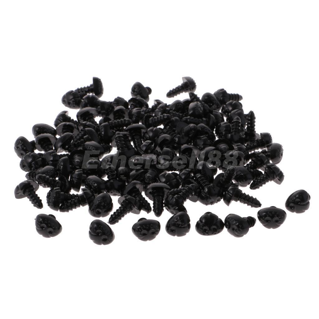 100pcs BLACK DOGS / ANIMAL SAFETY NOSES With BACKS for Soft Toy Bear Doll Making