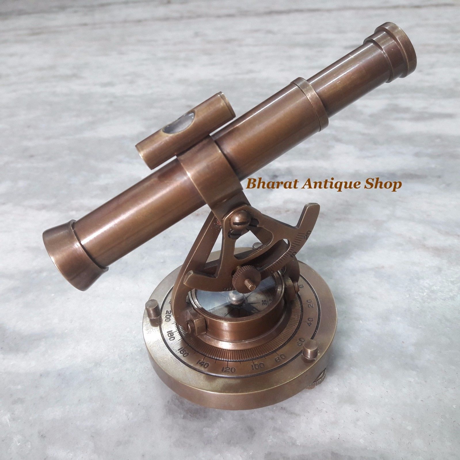 Antique Nautical Survey Alidade Level Telescope Compass Vintage Brass Decor