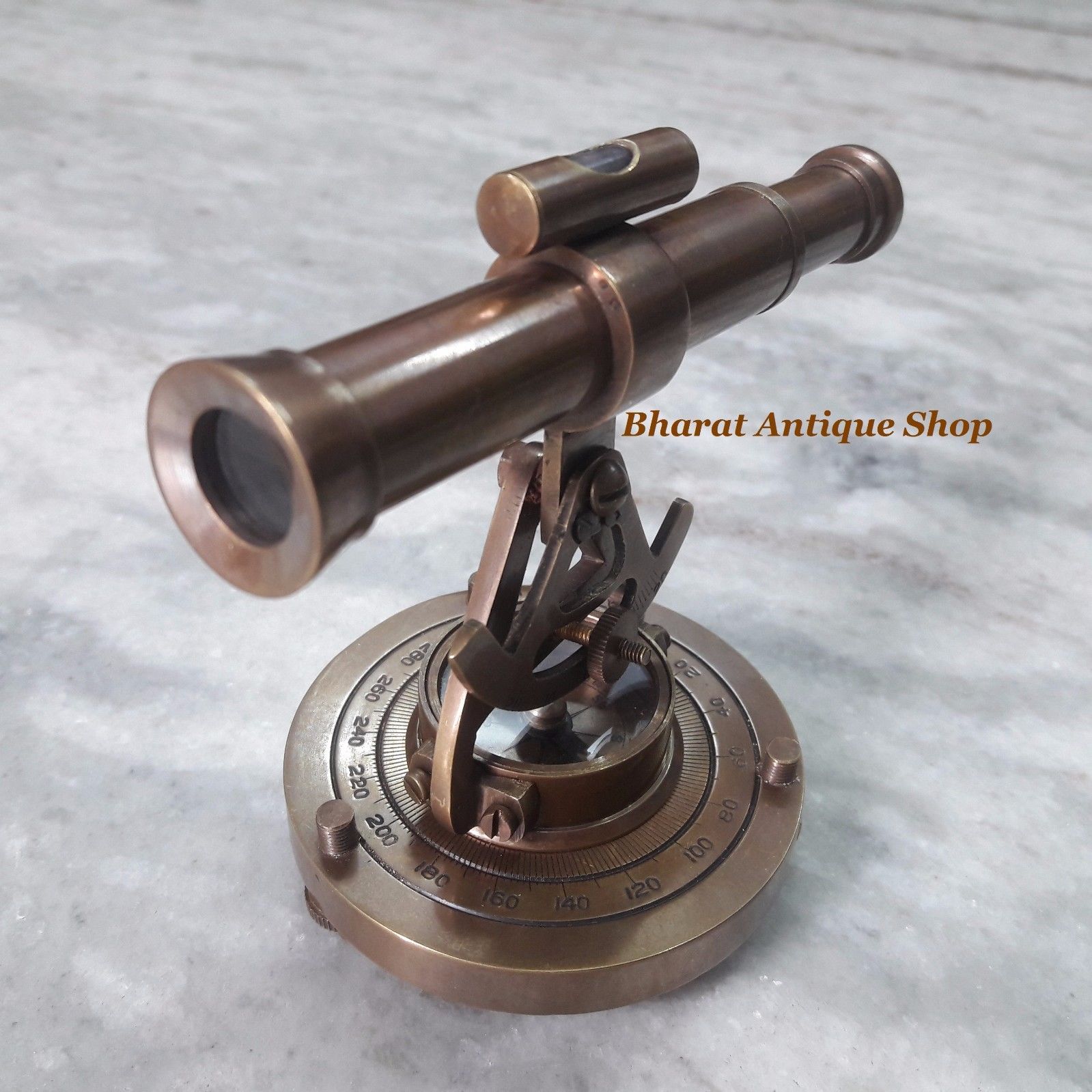 Antique Nautical Survey Alidade Level Telescope Compass Vintage Brass Decor