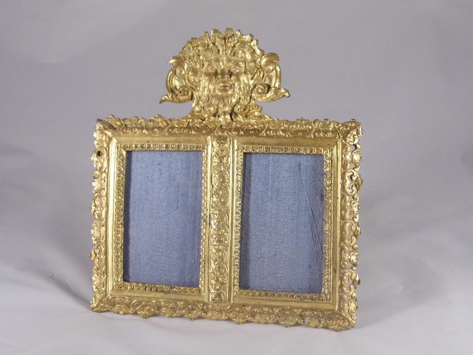 Double CDV Frame, Gilt Bronze Ormolu 19th C Louis XV Style Rococo Green Man Face