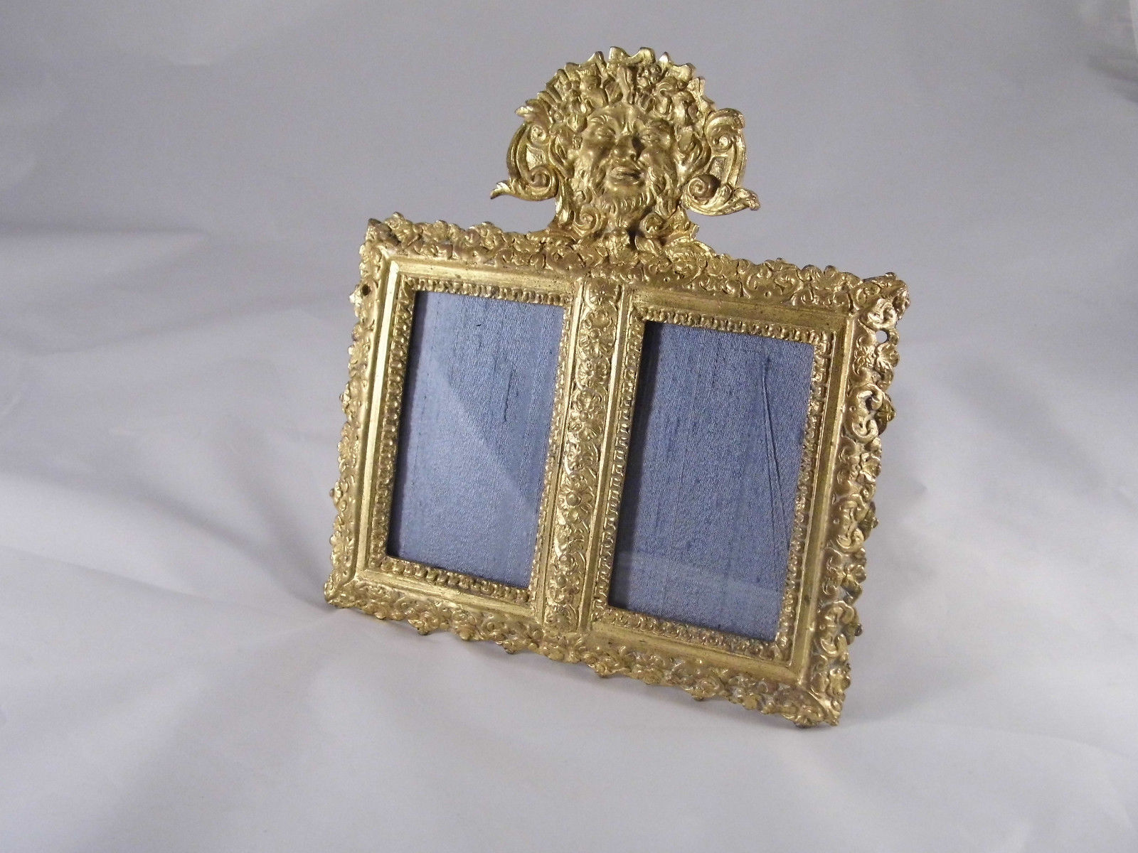 Double CDV Frame, Gilt Bronze Ormolu 19th C Louis XV Style Rococo Green Man Face