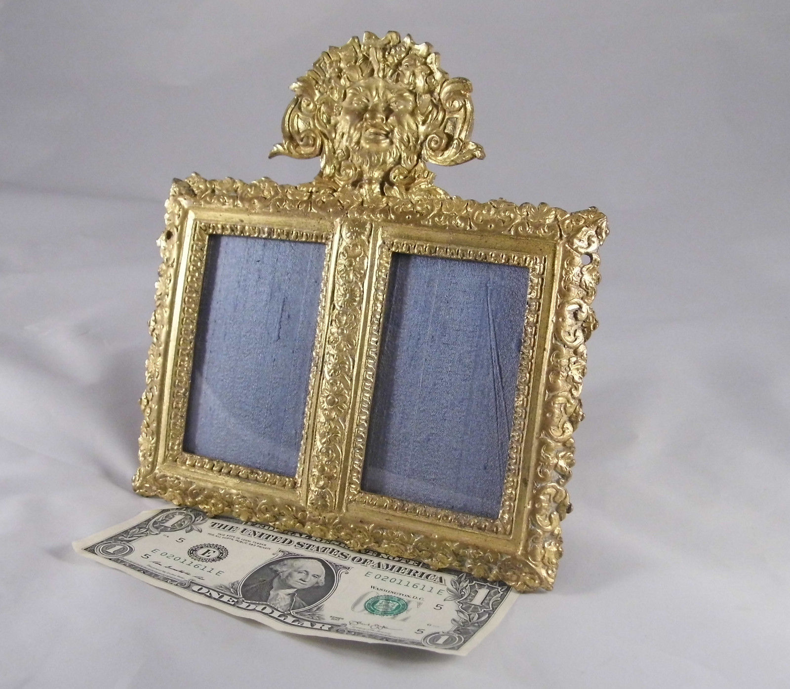 Double CDV Frame, Gilt Bronze Ormolu 19th C Louis XV Style Rococo Green Man Face