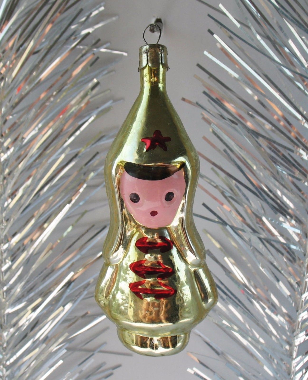 Red Army Man Glass Vintage Xmas Decor Ornament Soviet Russian Christmas Toy USSR