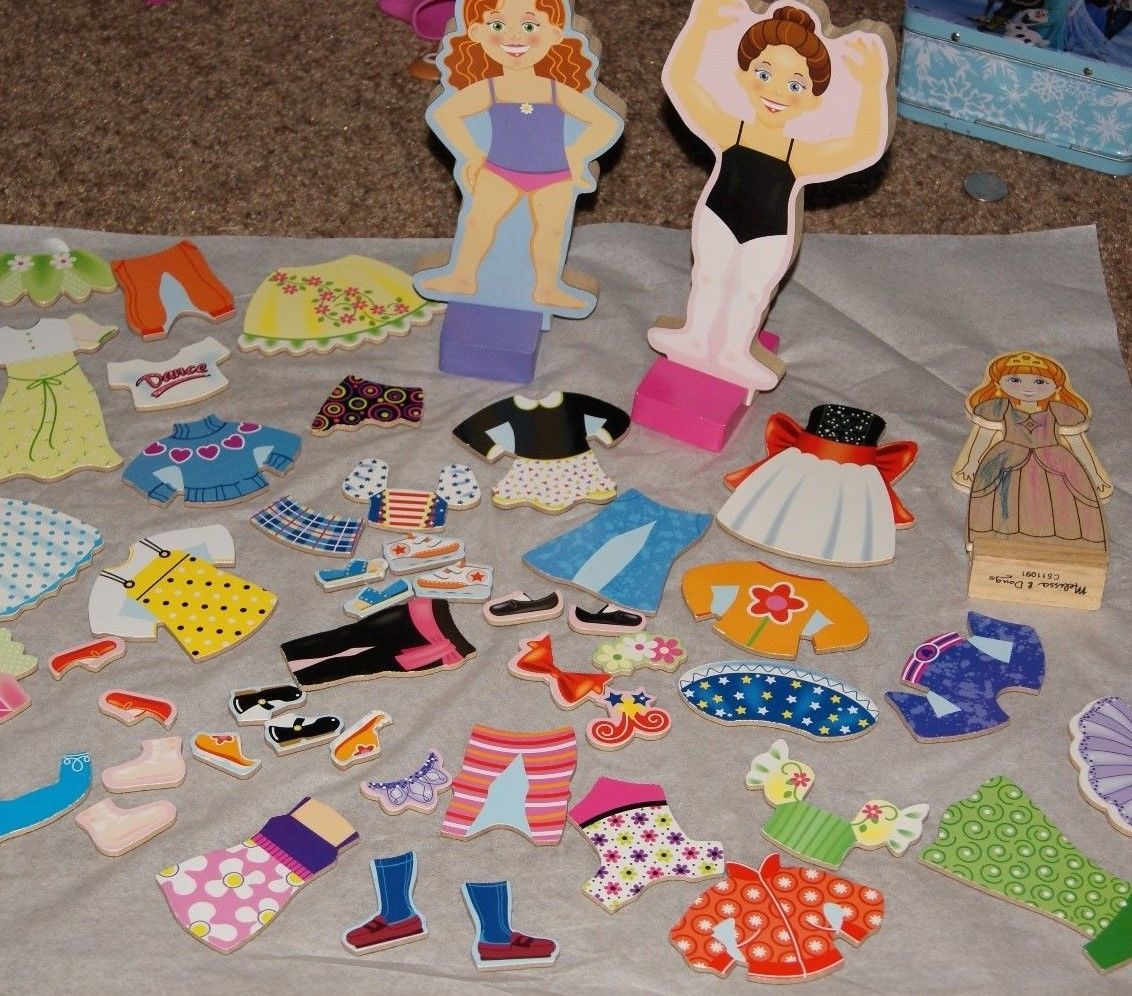 Magnetic Paper Wooden Doll Activity Sets Fashion Pieces