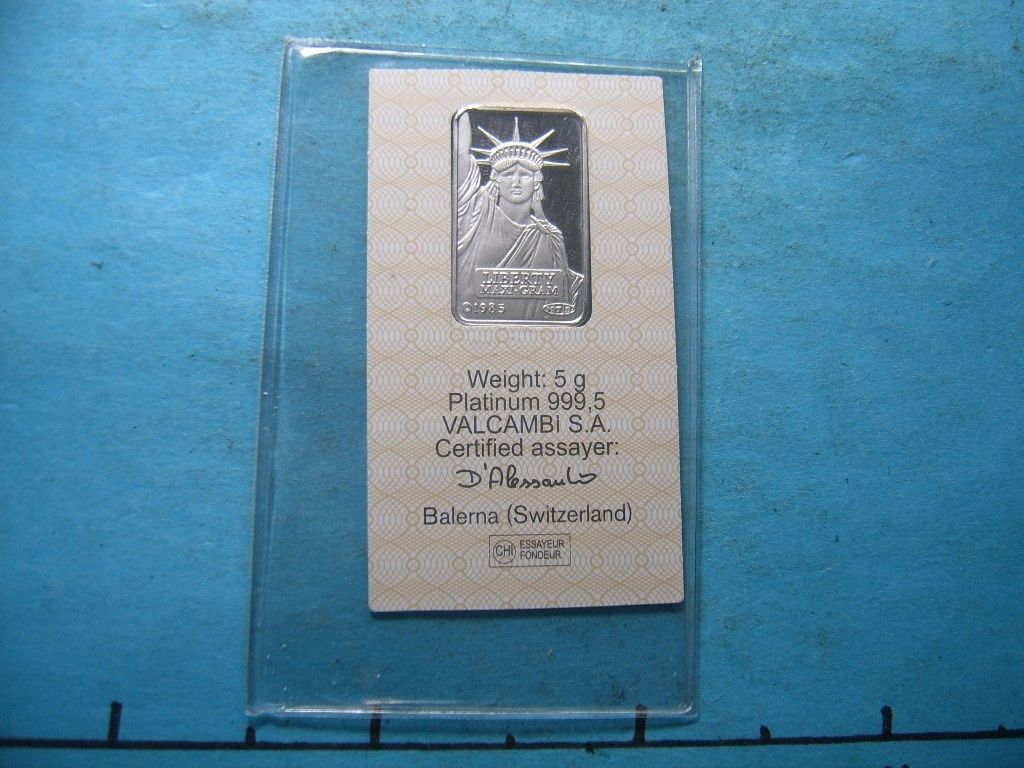 5 GRAM PLATINUM STATUE OF LIBERTY 999.5 CREDIT SUISSE MINT SEALED S/N # 019561