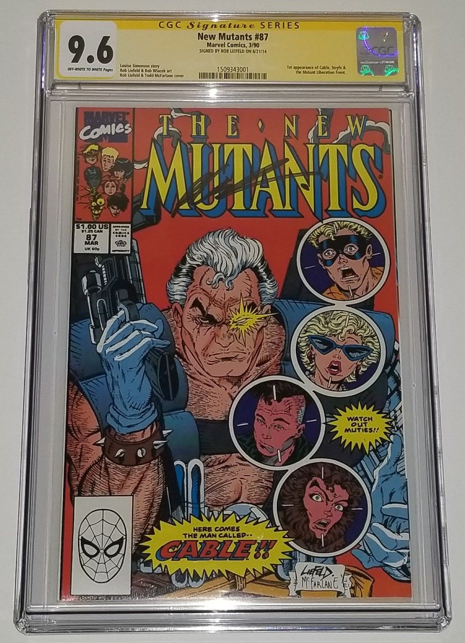 New Mutants 87 1st Appearance of Cable CGC 9.6 SS Signature Signed Rob Liefeld