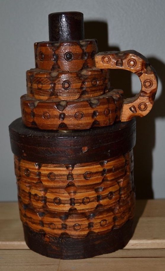 RARE EARLY - Howard Finster - Hand Carved Primitive Art Jug w/ Removable Lid