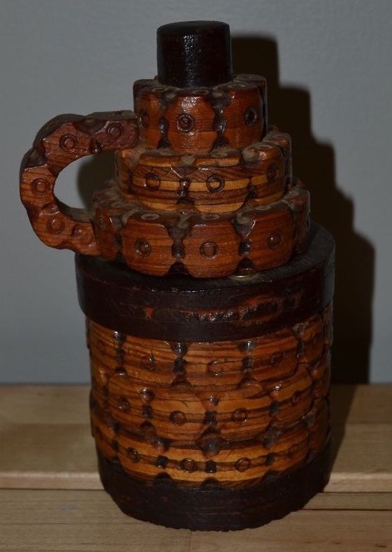 RARE EARLY - Howard Finster - Hand Carved Primitive Art Jug w/ Removable Lid