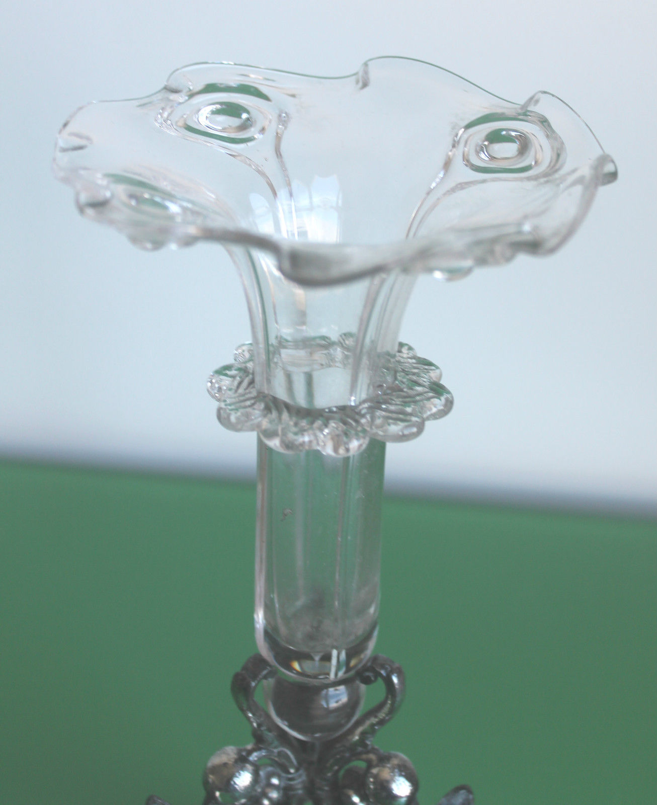 Vintage Metal & Fluted Glass Epergne Vase c.1960