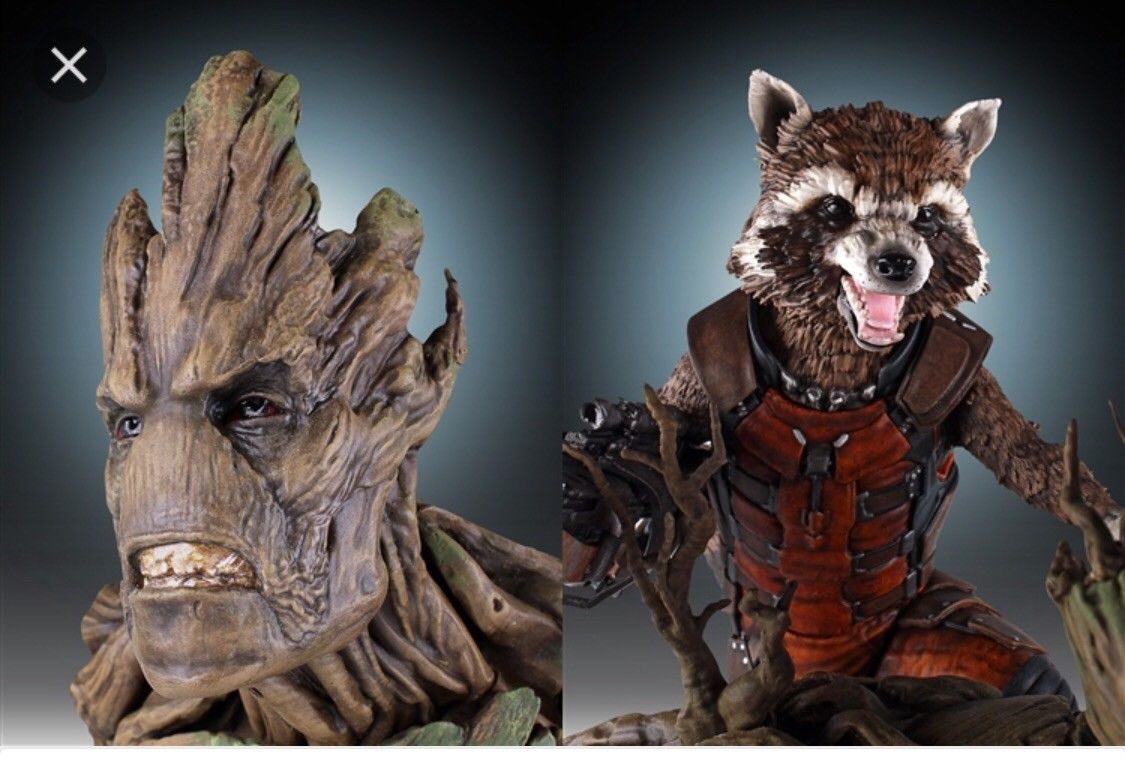 Rocket And Groot Statue 1/4 21 in Gentle Giant Guardians of the Galaxy Sideshow