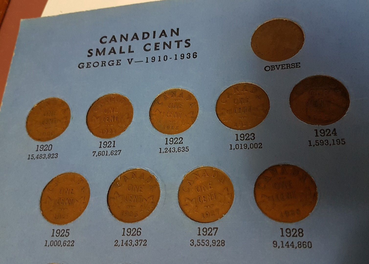 1920 - 1964 Set of Canadian Small Cents in Whitman Folder Includes All Key dates