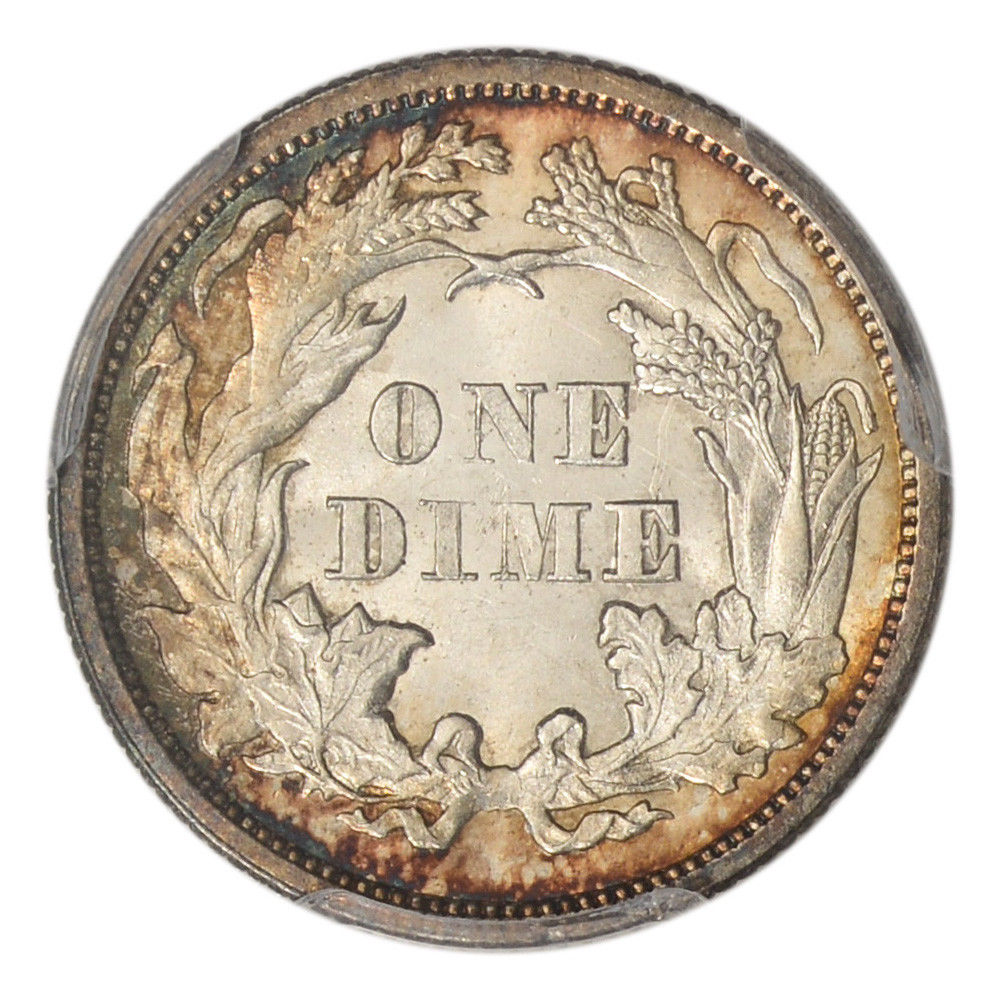 1875 US Seated Liberty Silver Dime 10C - PCGS MS64+