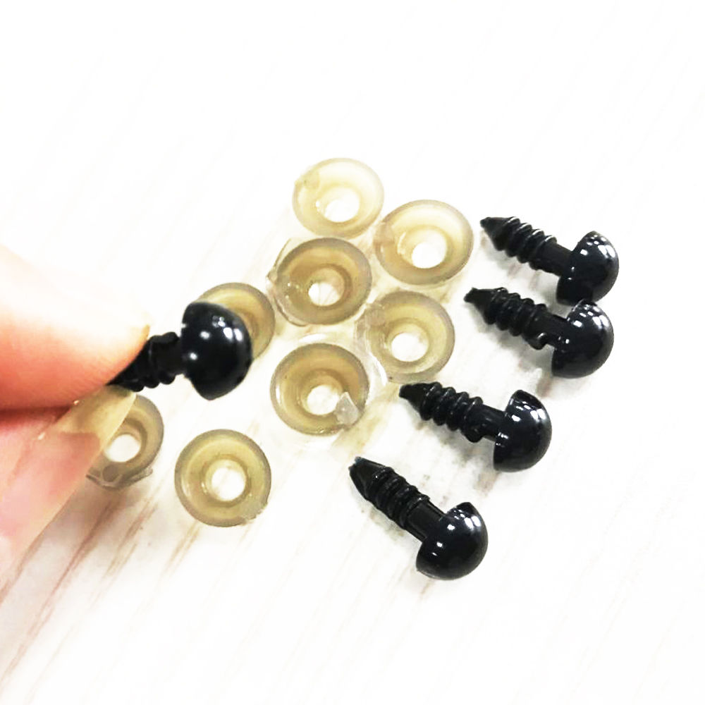 Hot 100Pcs Black Safety Eyes For Teddy Plastic Bear Doll Animal Toy DIY 6-10mm