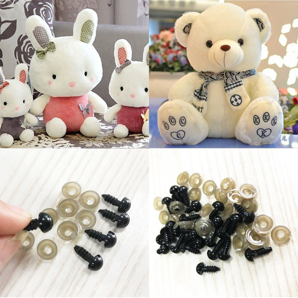 Hot 100Pcs Black Safety Eyes For Teddy Plastic Bear Doll Animal Toy DIY 6-10mm