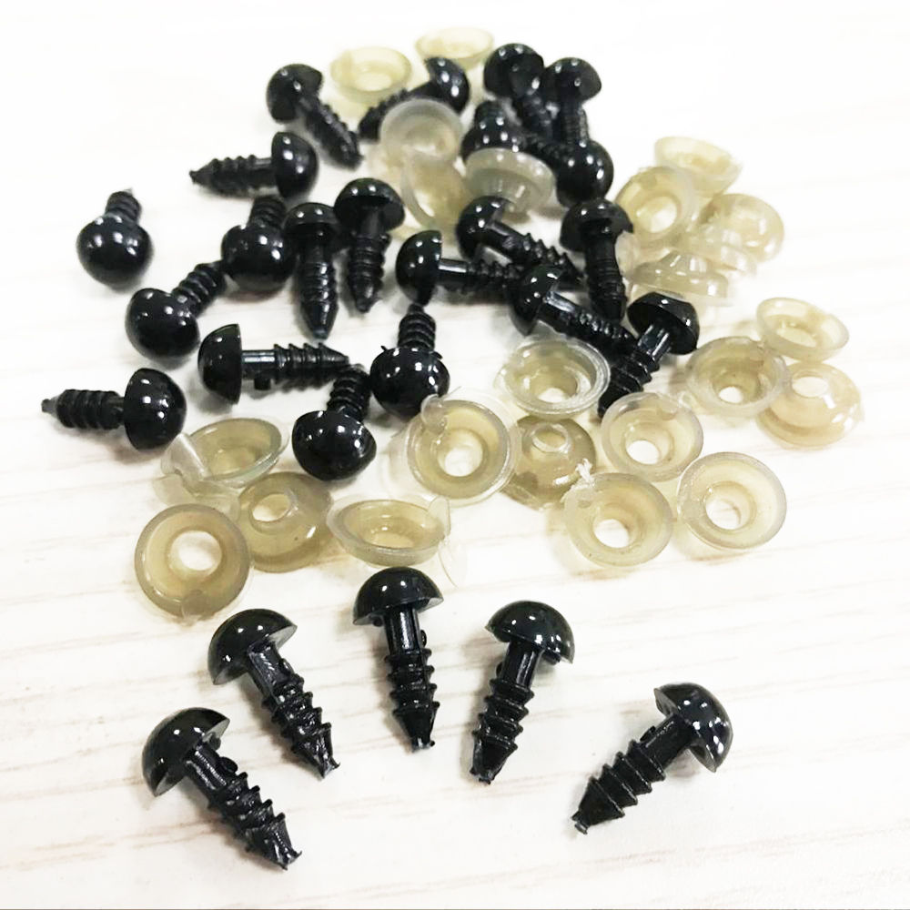 Hot 100Pcs Black Safety Eyes For Teddy Plastic Bear Doll Animal Toy DIY 6-10mm