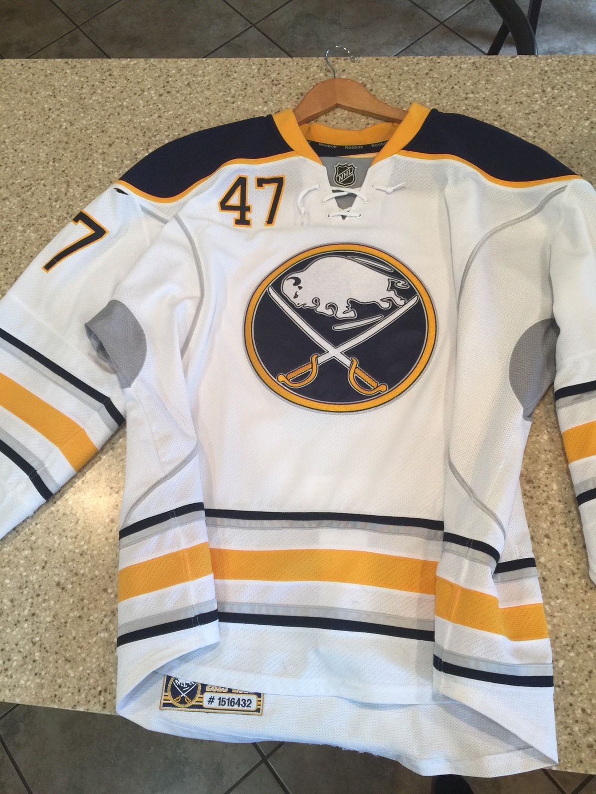 Zach Bogosian Game Worn Used 2015/16 Buffalo Sabres Jersey / Team COA & Tagging