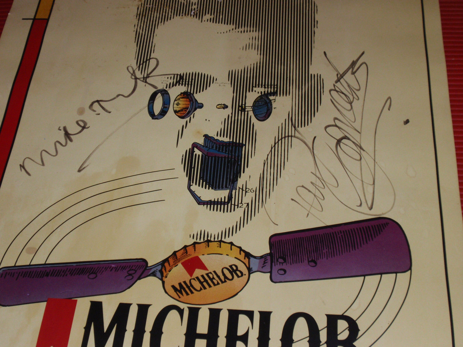 VINTAGE SIGNED MIKE + THE MECHANICS POSTER PHOTO CD MICHELOB MIRACLE TOUR 1986