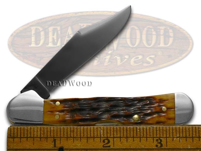 CASE XX Jigged Antique Bone Mini Copperlock Black PVD Stainless Pocket Knife