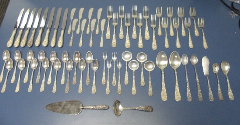 ROSE by STIEFF Sterling Silver Flatware Set Service for 8 with 65 Total Pieces