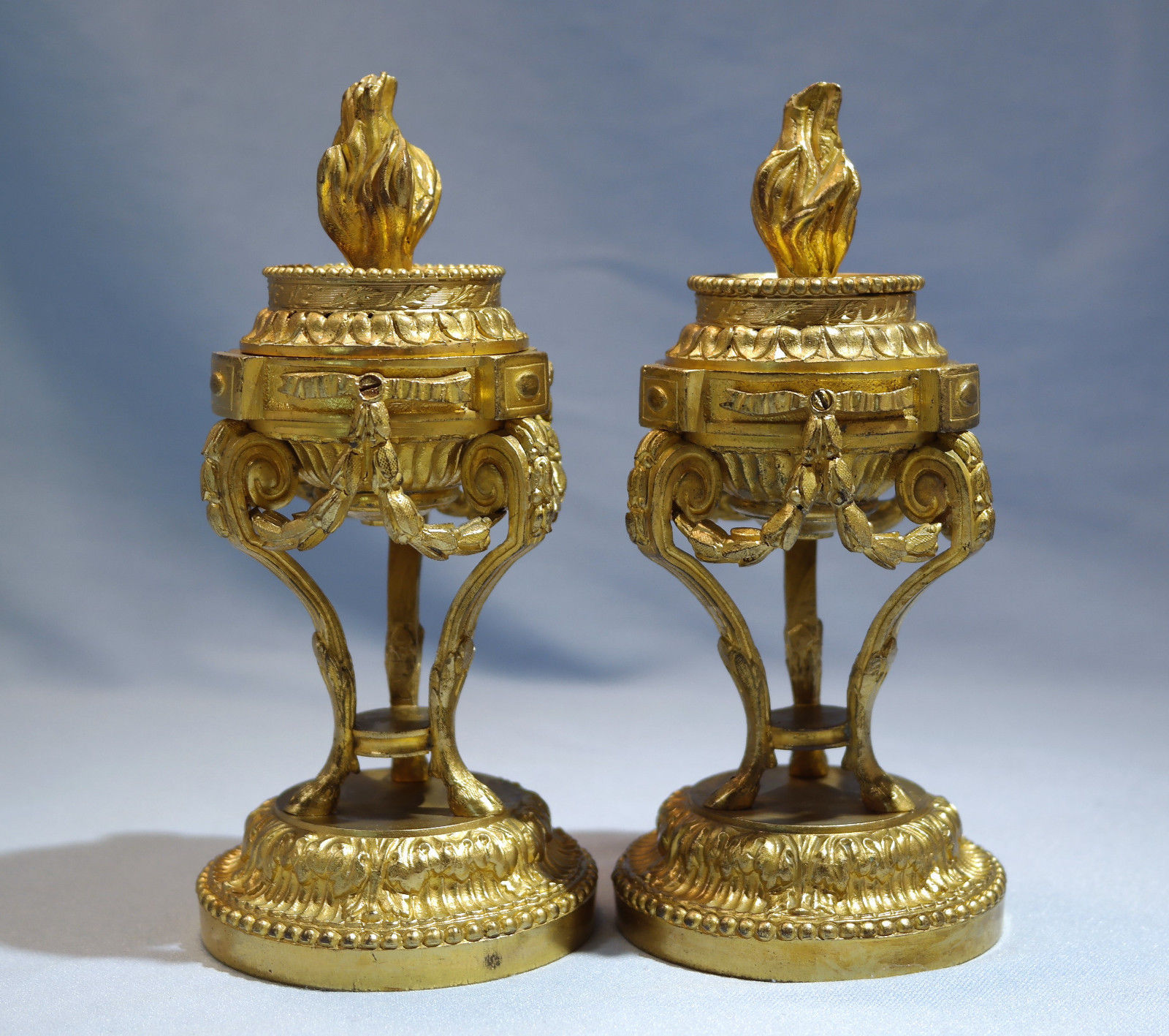 Henry Picard French Gilt Bronze Pair of Candlesticks Circa 1880s