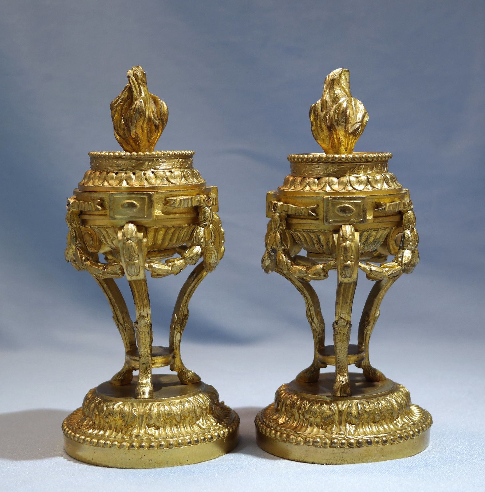 Henry Picard French Gilt Bronze Pair of Candlesticks Circa 1880s