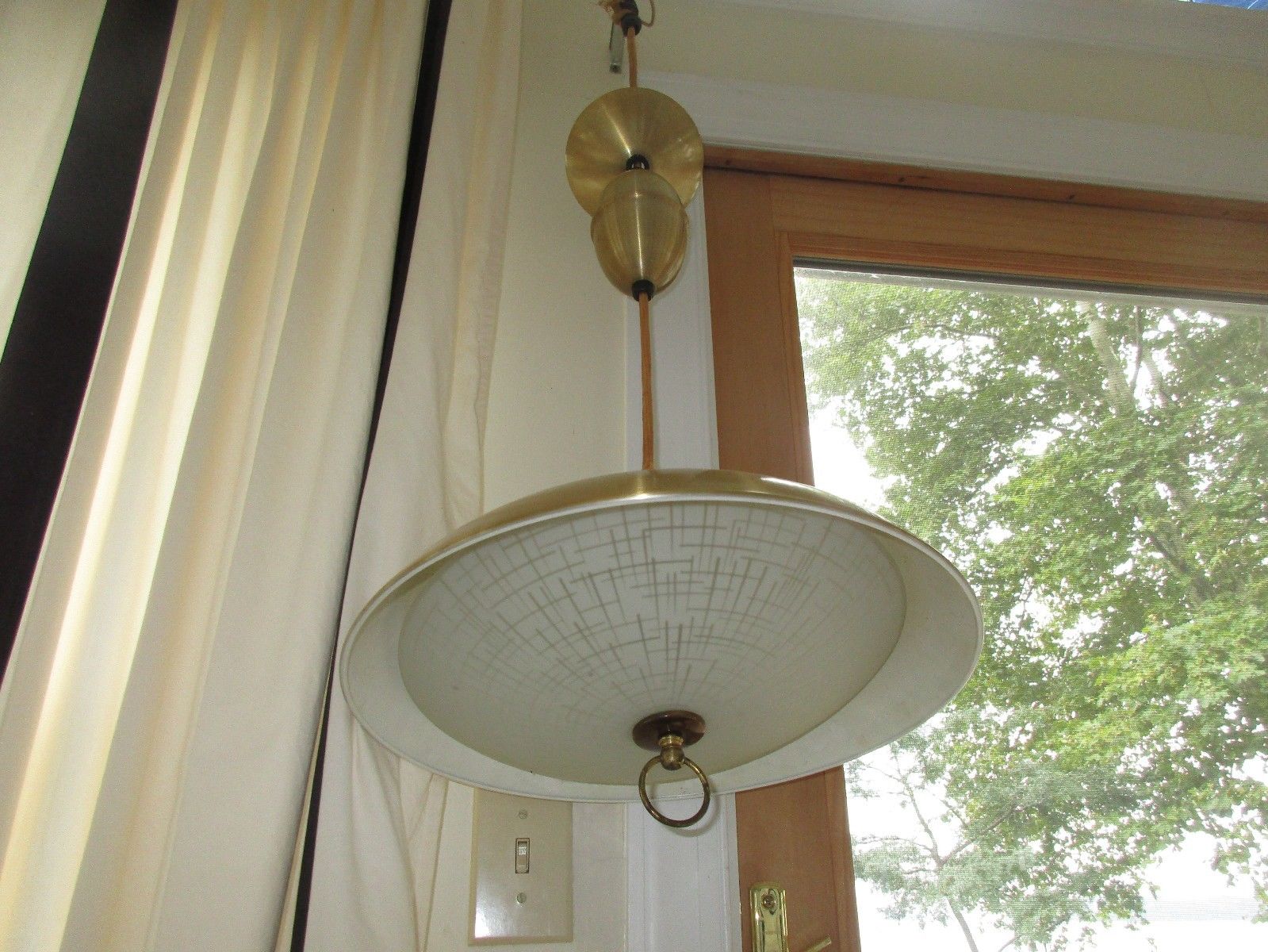 Vintage Mid Century Modern Thurston Lightolier Hanging Ceiling Chandelier Lamp