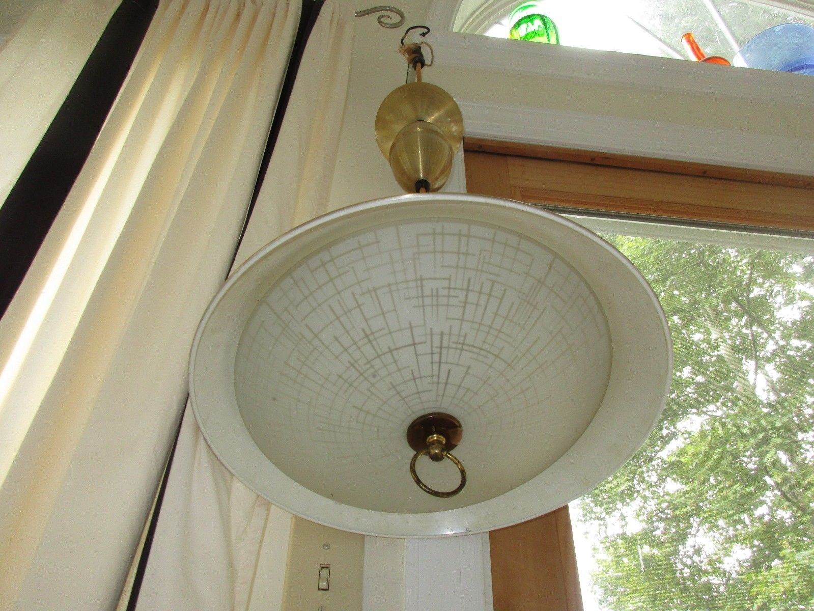 Vintage Mid Century Modern Thurston Lightolier Hanging Ceiling Chandelier Lamp