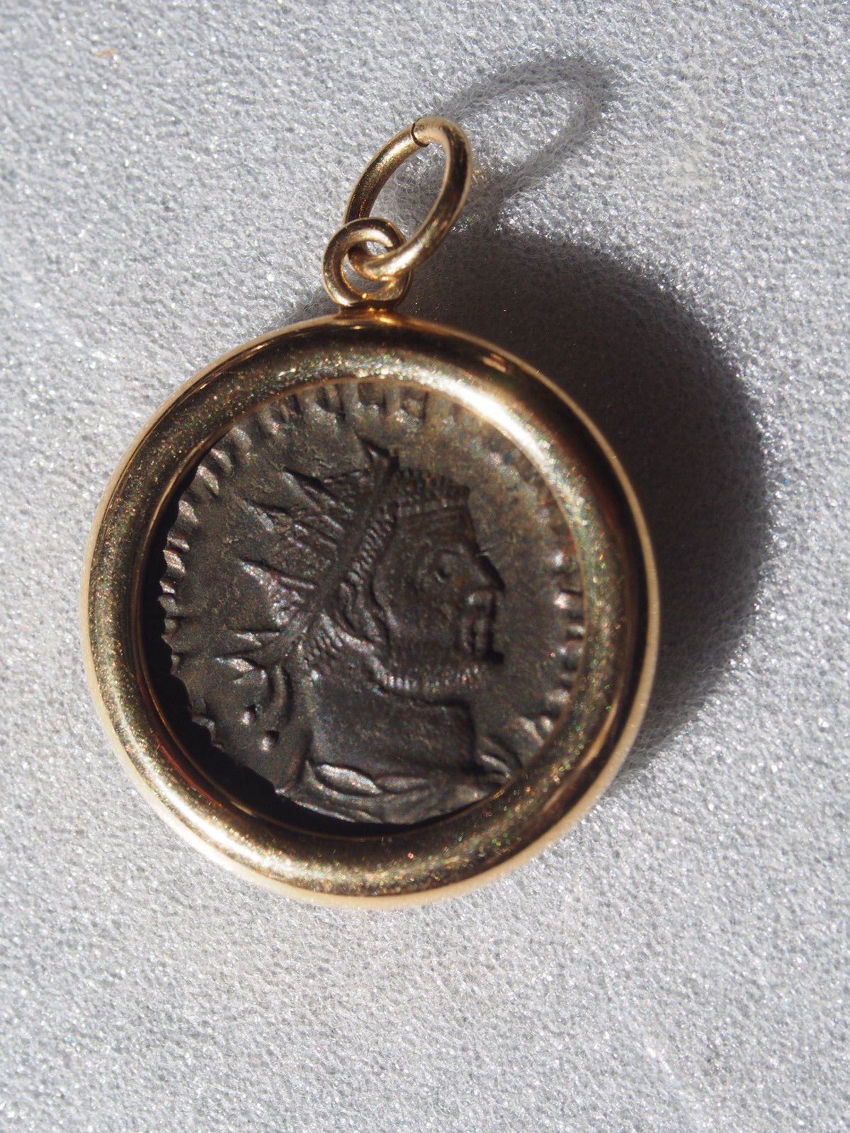 Fine Vintage 14k Solid Gold Bezel Ancient Roman Bronze Coin Charm or Pendant 6gr