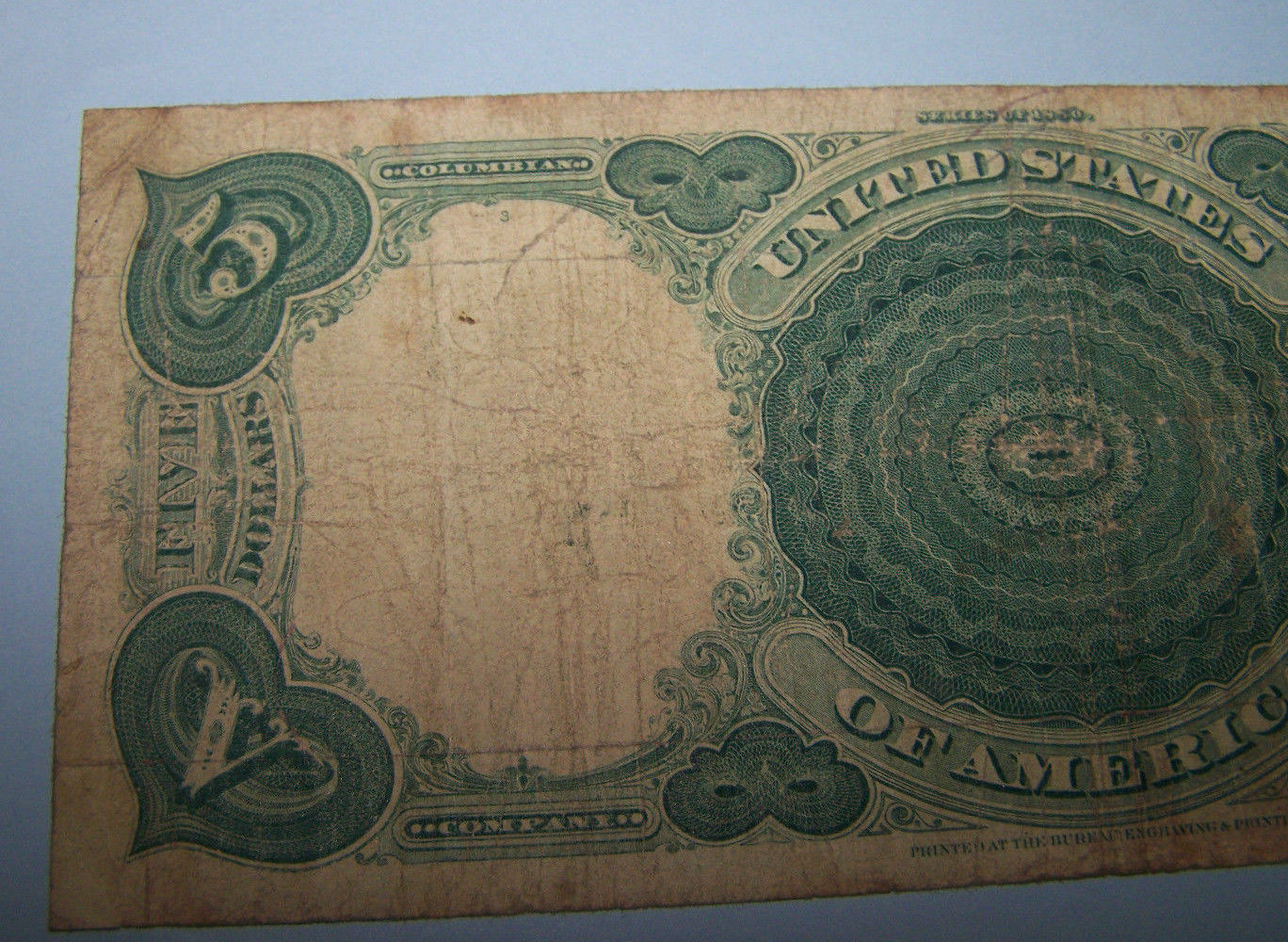 1880 Five Dollars LARGE SIZE "Woodchopper" UNITED NOTE Note  Fine condition