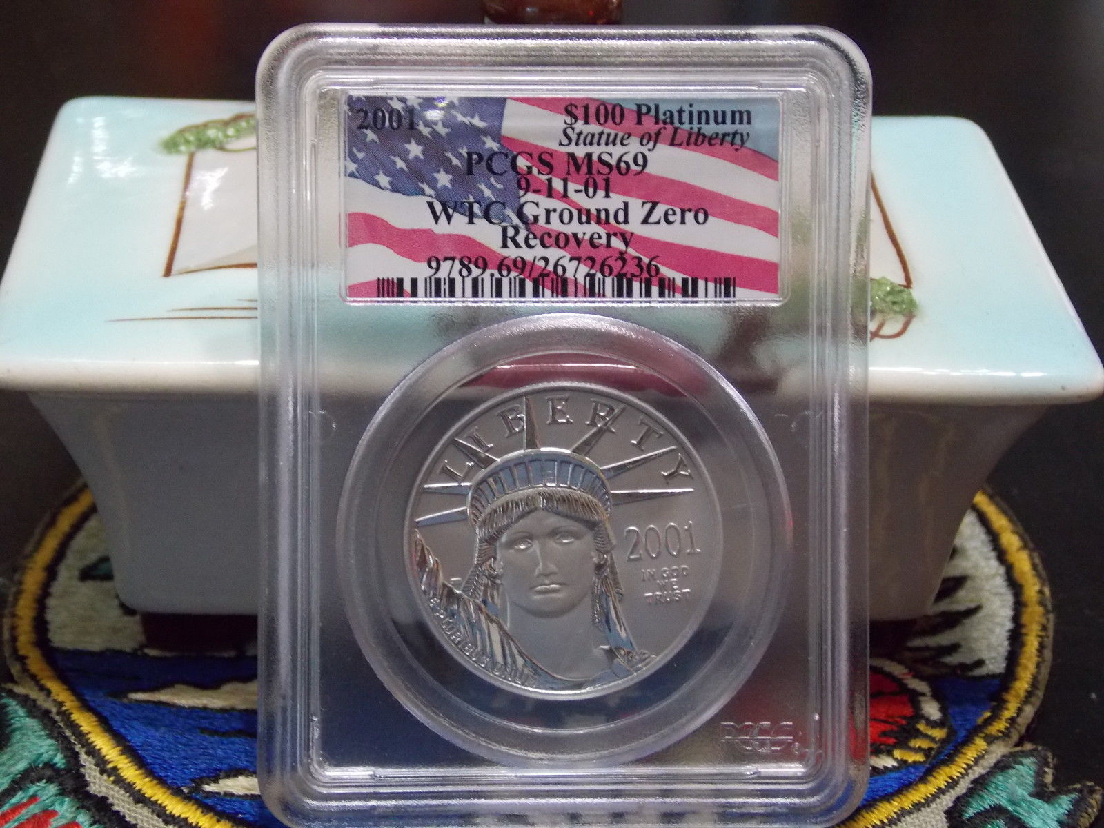 2001 MS69 $100 Platinum Eagle Bar Coded PCGS WTC World Trade Center 911 recovery