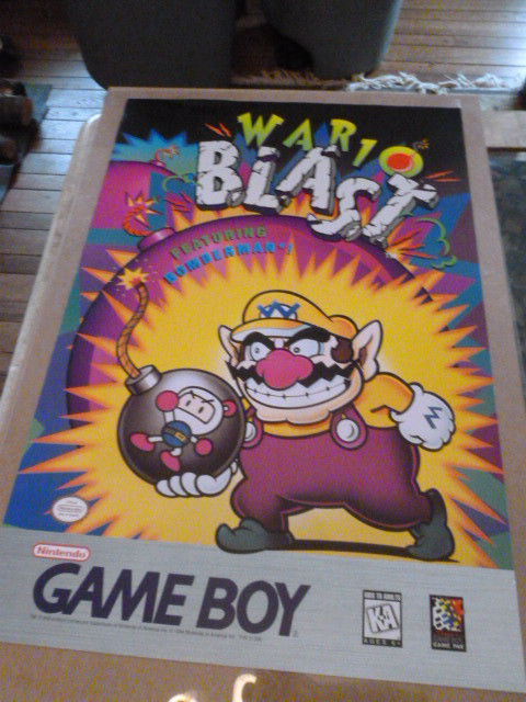 Wario Blast Nintendo Poster NES Video Store Game Boy  24" x 36" Not Mario 1994