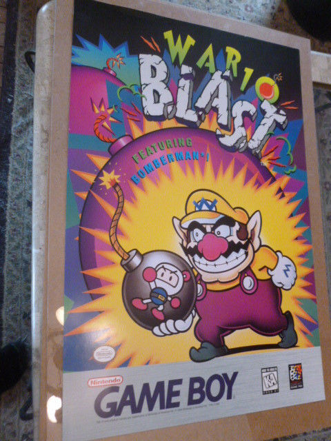 Wario Blast Nintendo Poster NES Video Store Game Boy  24" x 36" Not Mario 1994